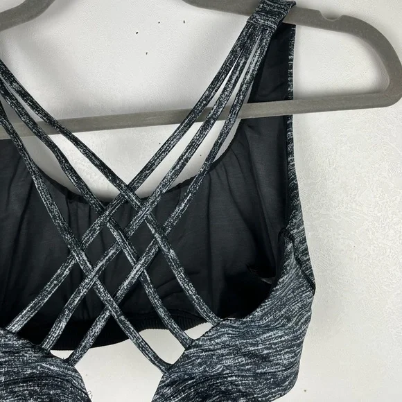 Victoria’s Secret Sport VSX Sports Bra Gray Strappy Logo Yoga Workout Medium - Picture 4 of 11